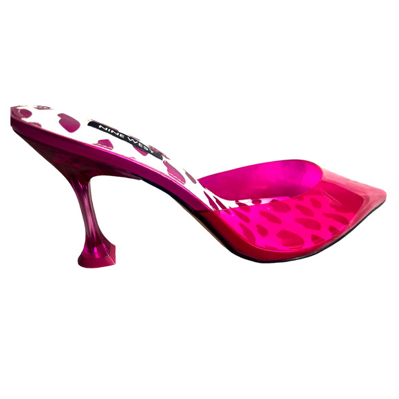 Nine West HOTT Clear Plastic Mule Heels Pumps | Barbie Hot Pink | Womens 8.5 NEW - Picture 2 of 16